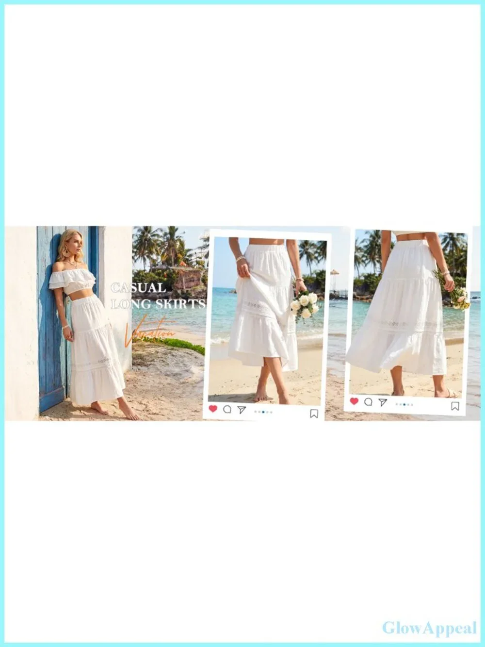 Women's A-Line Linen Maxi Skirt with Pockets, Elastic High Waist, Flowy Summer